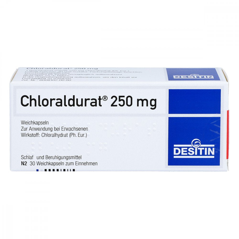 Das Produktfoto zeigt Chloraldurat 250 Mg Weichkapseln (30 stk) PZN 04778883