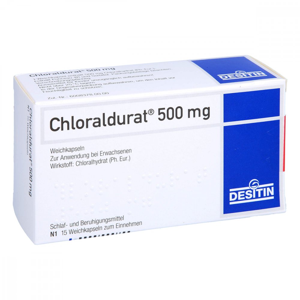 Das Produktfoto zeigt Chloraldurat 500 Mg Weichkapseln (15 stk) PZN 04779144