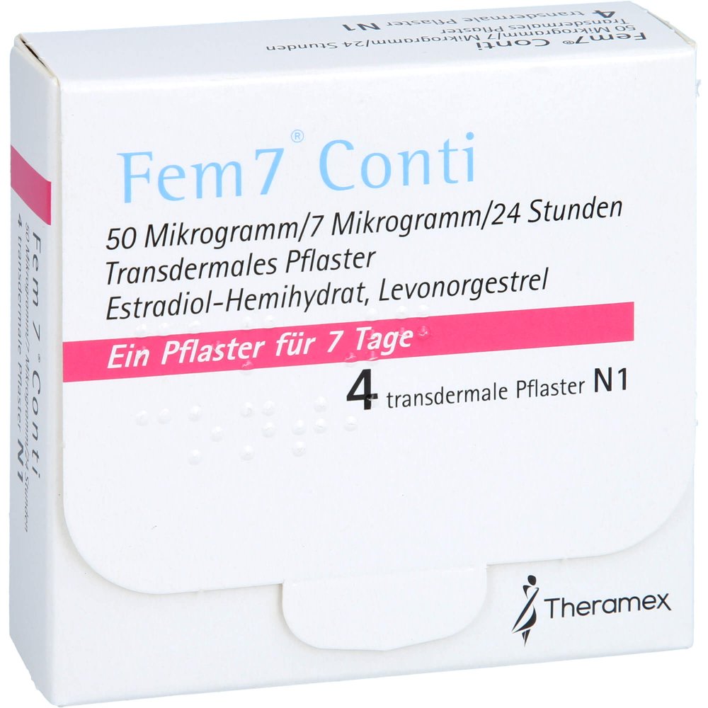 Das Produktfoto zeigt Fem7 Conti Transdermale Pflaster (4 stk) PZN 04781721