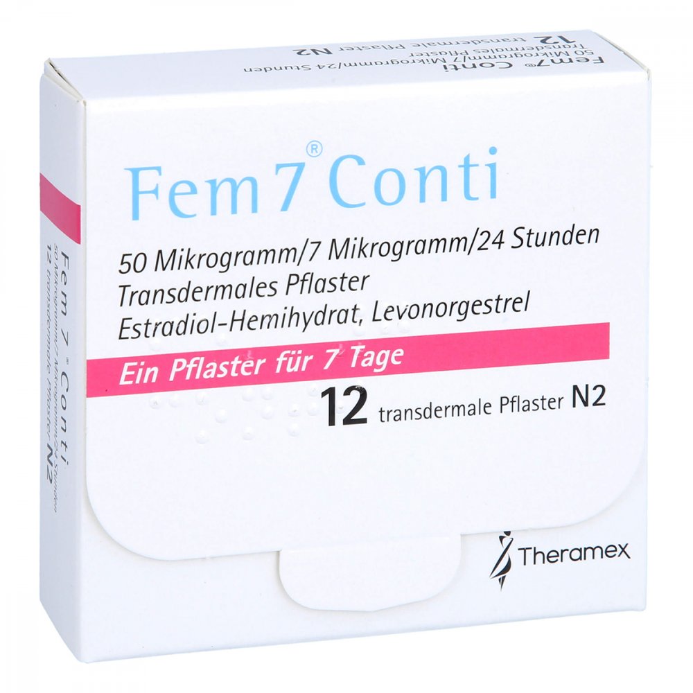 Das Produktfoto zeigt Fem7 Conti Transdermale Pflaster (12 stk) PZN 04781744