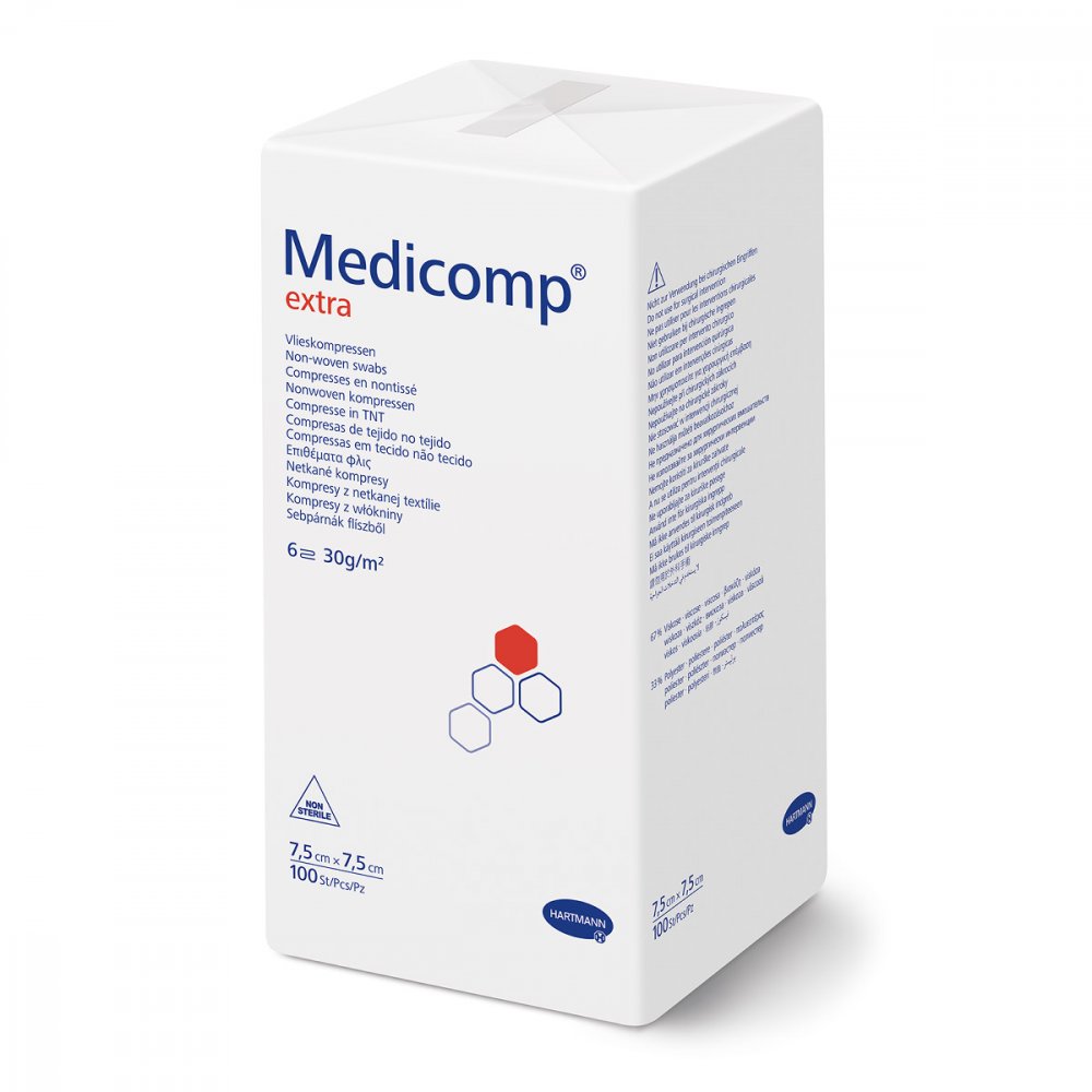 Medicomp Extra Vlieskomp.Unsteril 7,5x7,5 Cm 6fach (100 stk)