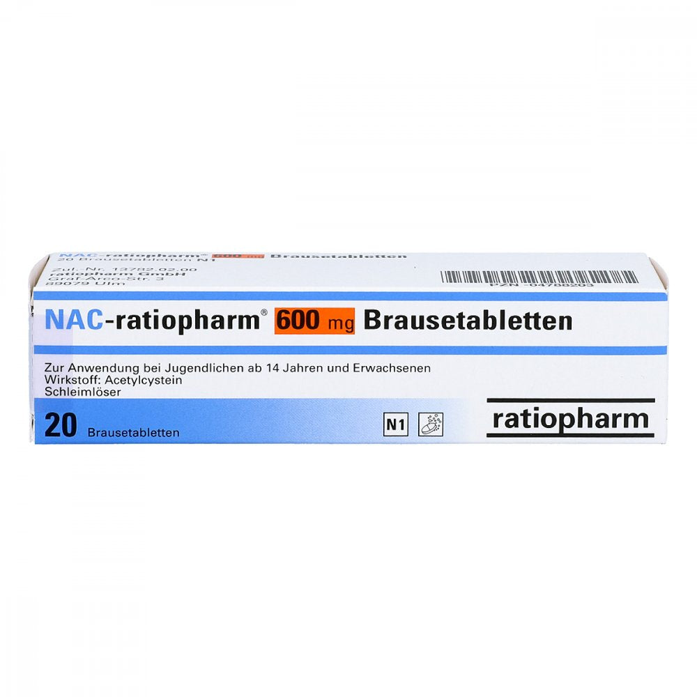Das Produktfoto zeigt Nac-Ratiopharm 600 Mg Brausetabletten (20 stk) PZN 04788203