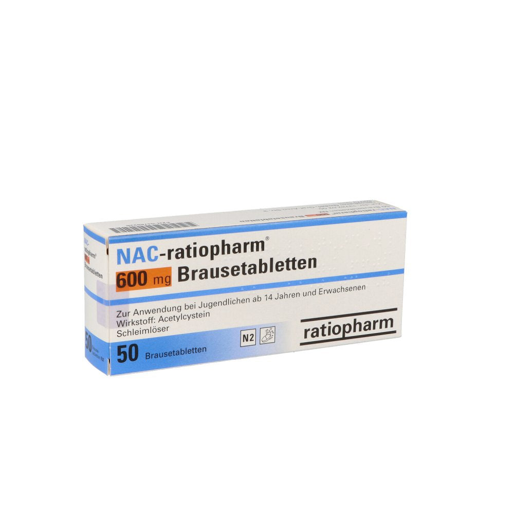Das Produktfoto zeigt Nac-Ratiopharm 600 Mg Brausetabletten (50 stk) PZN 04788226