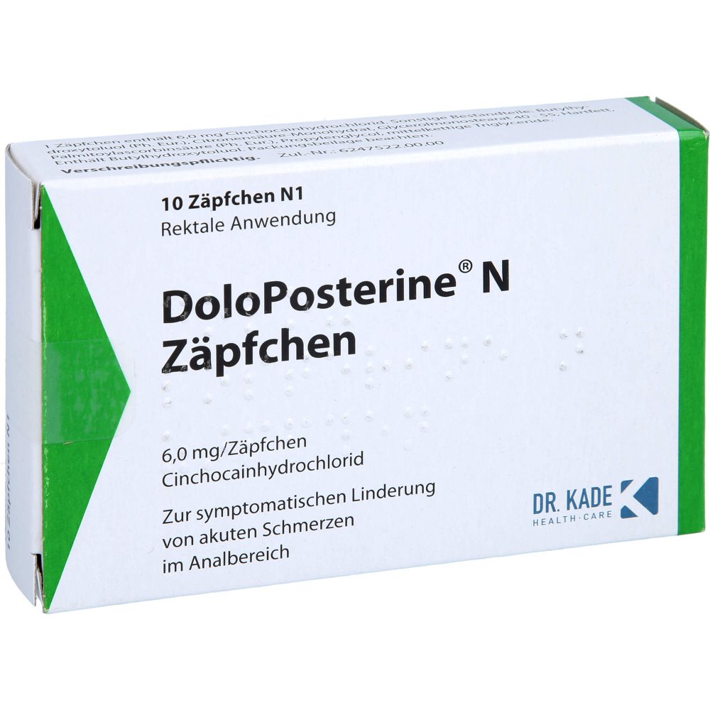 Das Produktfoto zeigt Doloposterine N Zäpfchen (10 stk) PZN 04801027