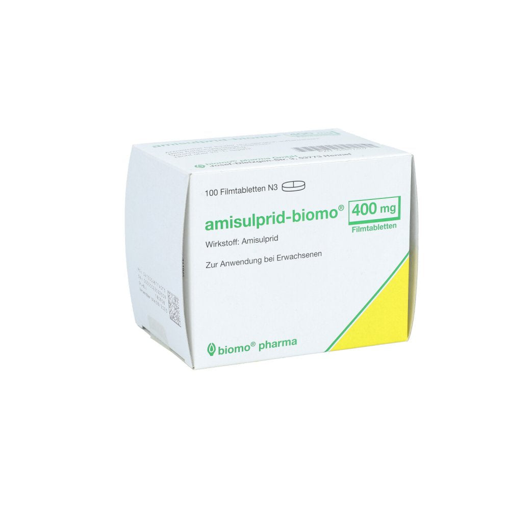Das Produktfoto zeigt Amisulprid-Biomo 400 Mg Filmtabletten (100 stk) PZN 04817407