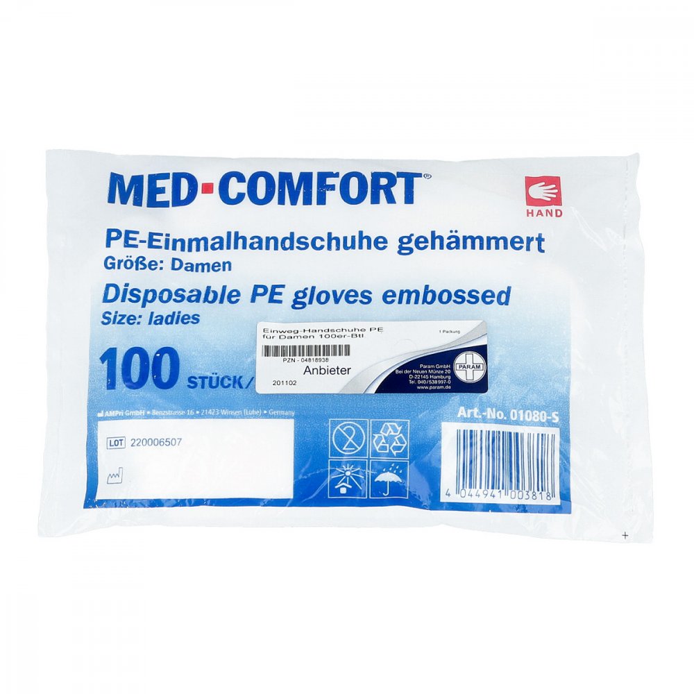 Das Produktfoto zeigt Handschuhe Einmal F.Damen Btl. (100 stk) PZN 04818938