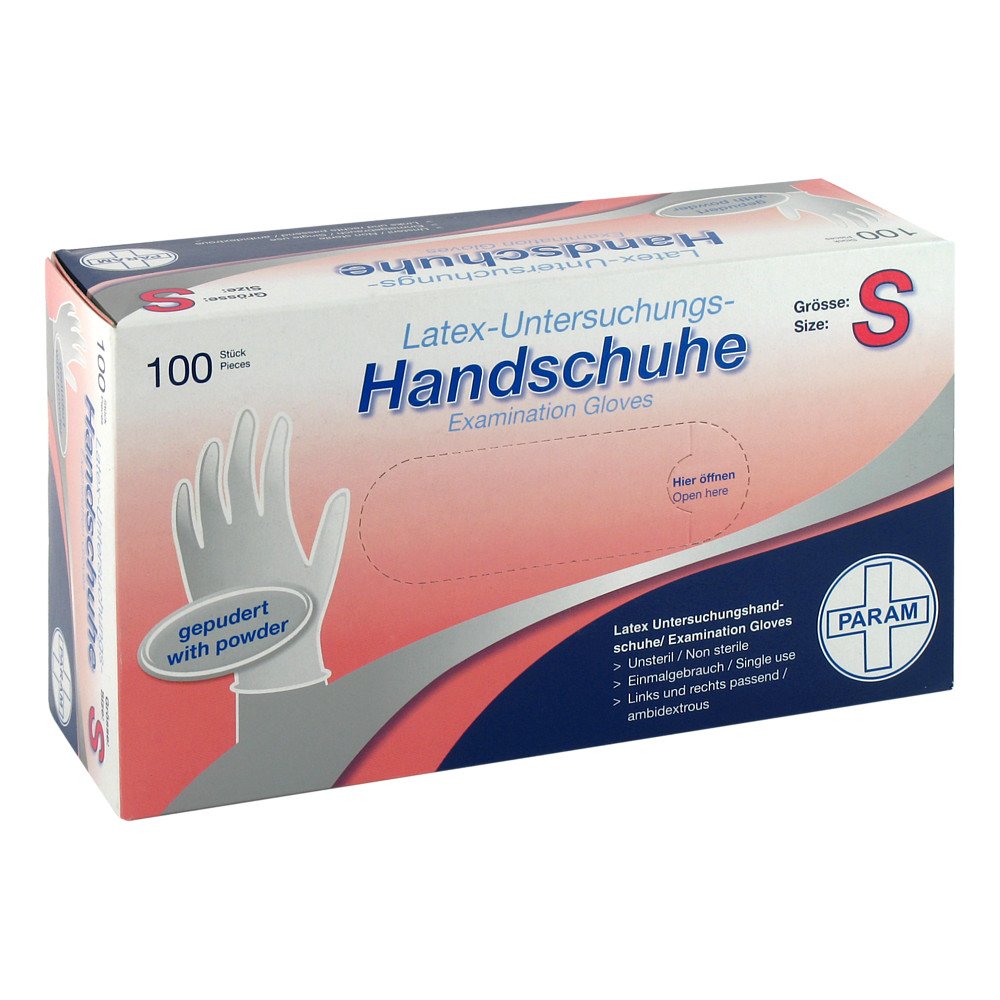 Das Produktfoto zeigt Handschuhe Einmal Latex Gepudert S (100 stk) PZN 04818973