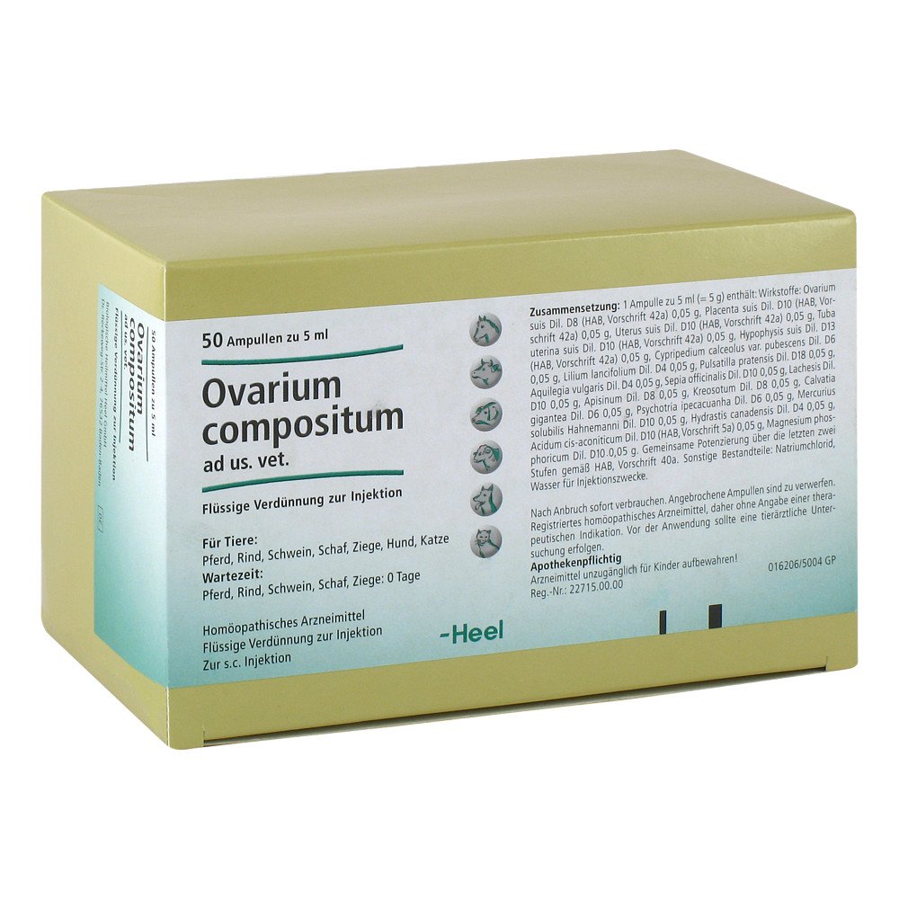 Das Produktfoto zeigt Ovarium Compositum Ad Us.Vet.Ampullen (50X5 ml) PZN 04826990