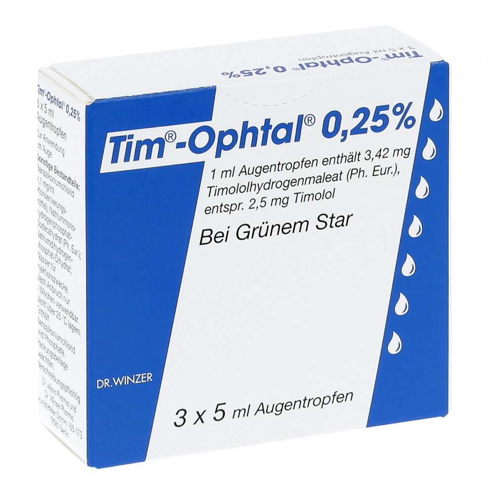 Das Produktfoto zeigt Tim Ophtal 0,25% Augentropfen (3X5 ml) PZN 04828629