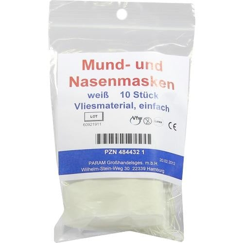 Das Produktfoto zeigt Mund- Und Nasenmaske Weiß (10 stk) PZN 04844321