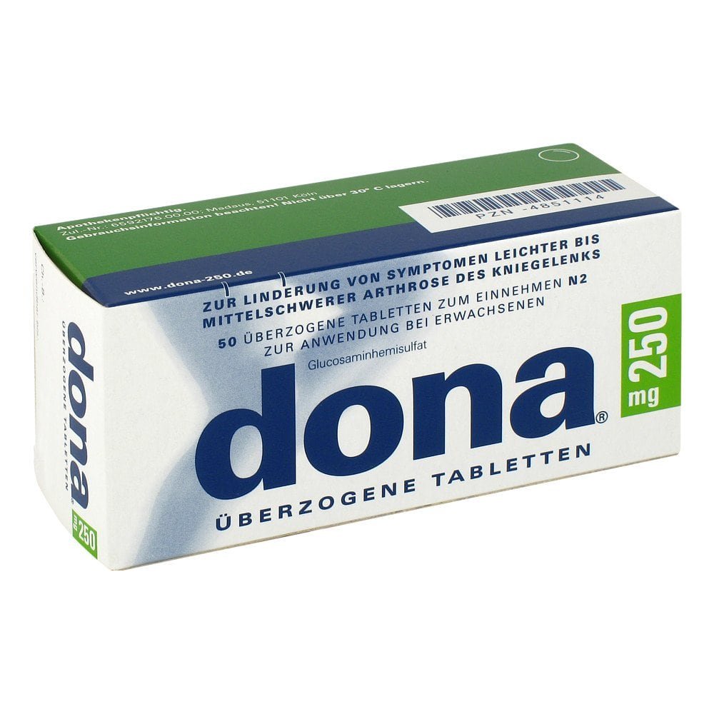Das Produktfoto zeigt Dona 250 Mg Überzogene Tabletten (50 stk) PZN 04851114