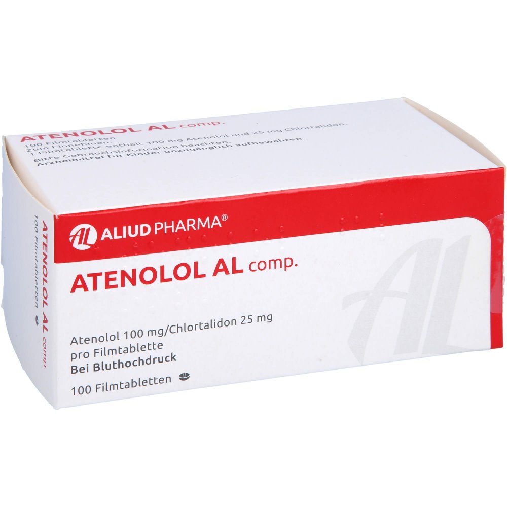Das Produktfoto zeigt Atenolol Al Comp.Filmtabletten (100 stk) PZN 04859185