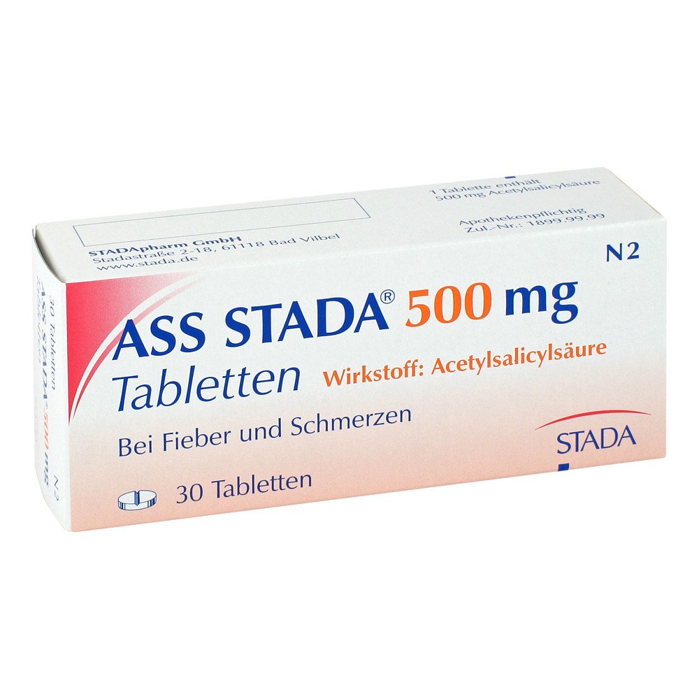 Das Produktfoto zeigt Ass Stada 500 Mg Tabletten (30 stk) PZN 04860432