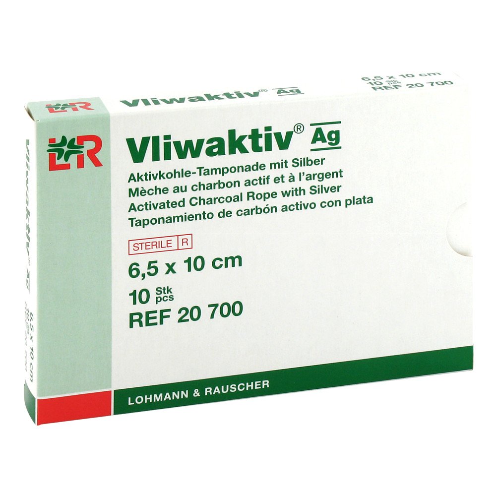 Vliwaktiv Ag Aktivkohle Tampon.M.Silber 6,5x10 Cm (10 stk)