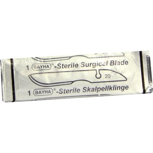 Das Produktfoto zeigt Skalpellklingen Bayha Fig.20 Steril (12 stk) PZN 04863637