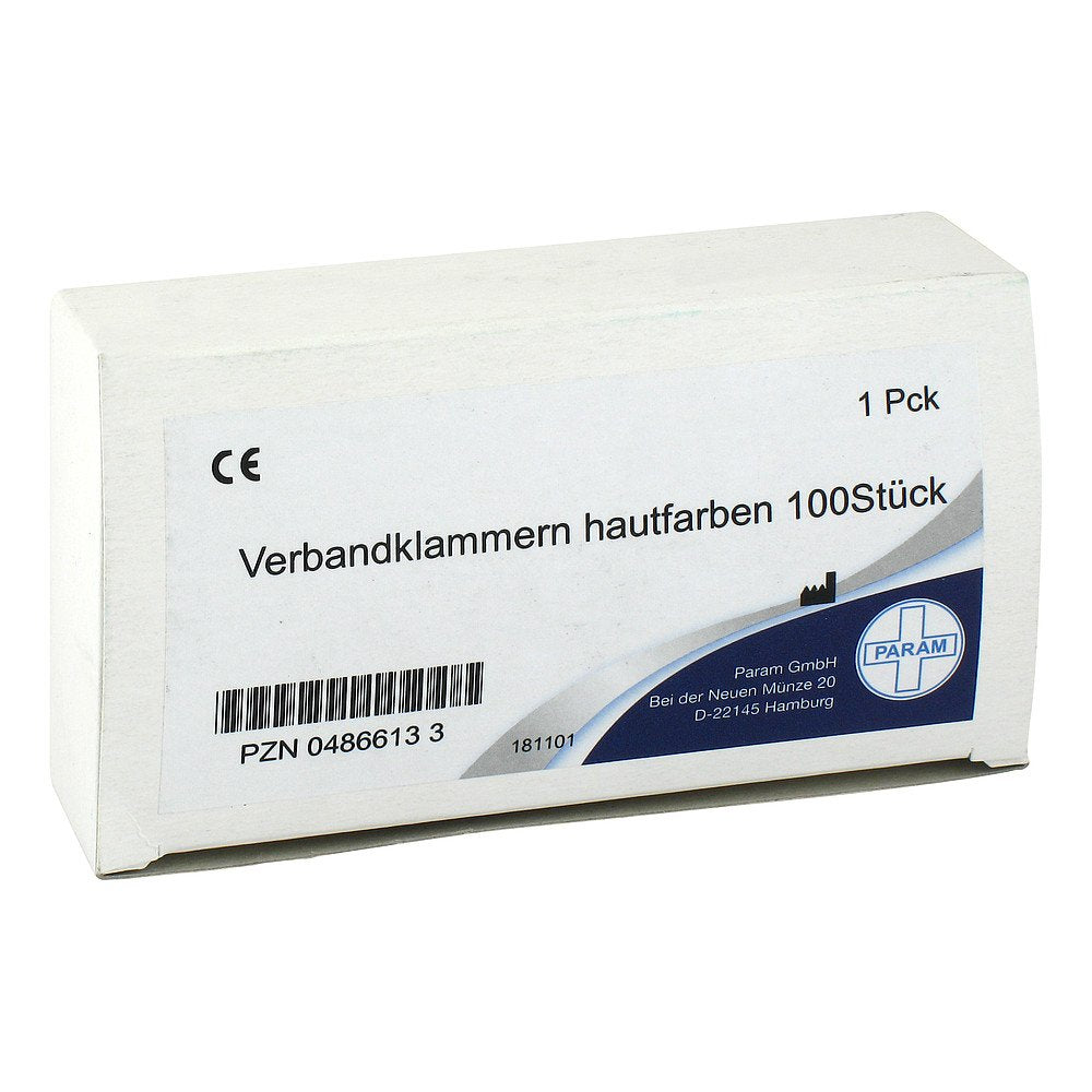 Das Produktfoto zeigt Verbandklammern Hautfarben (100 stk) PZN 04866133