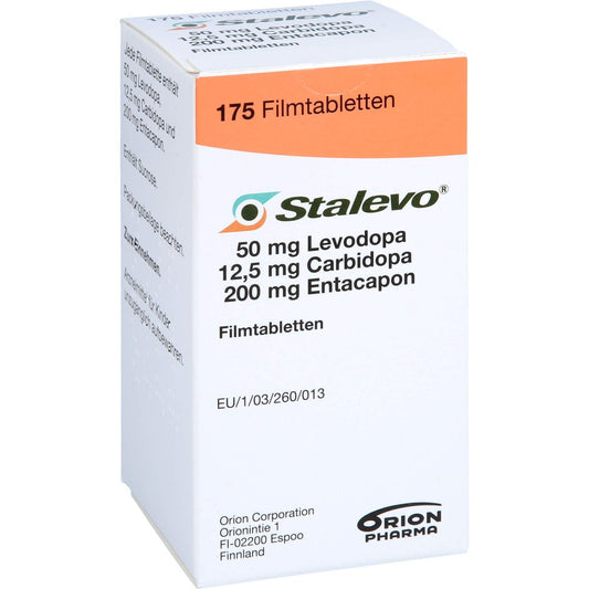 Das Produktfoto zeigt Stalevo 50 Mg/12,5 Mg/200 Mg Filmtabletten (175 stk) PZN 04866920