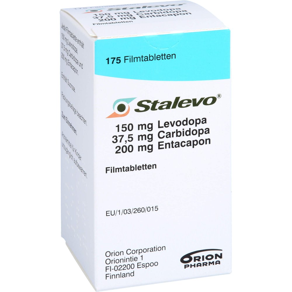 Das Produktfoto zeigt Stalevo 150 Mg/37,5 Mg/200 Mg Filmtabletten (175 stk) PZN 04867055