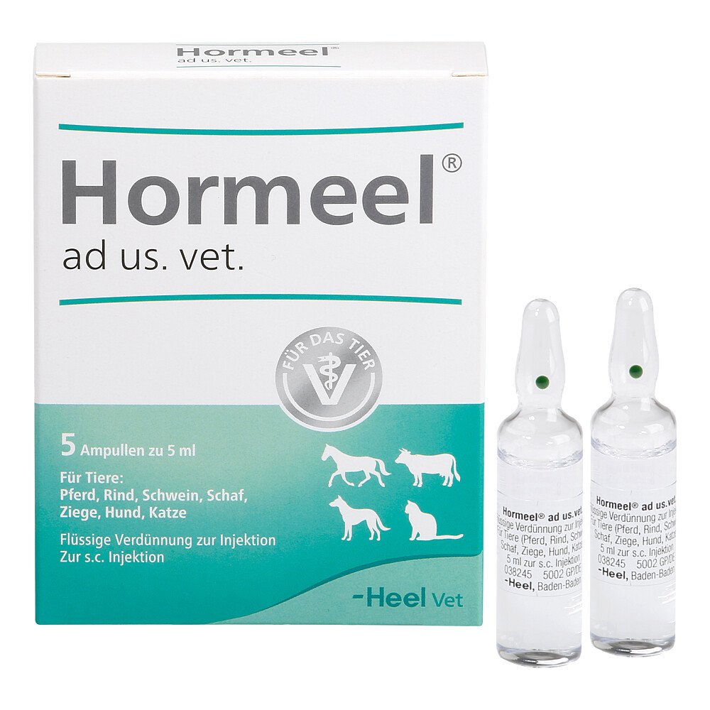 Das Produktfoto zeigt Hormeel Ad Us.Vet.Ampullen (5X5 ml) PZN 04871370