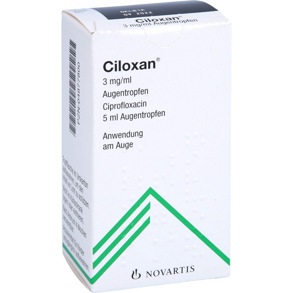 Das Produktfoto zeigt Ciloxan 3 Mg/Ml Augentropfen (5 ml) PZN 04877800