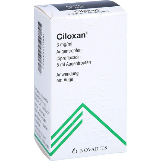 Das Produktfoto zeigt Ciloxan 3 Mg/Ml Augentropfen (5 ml) PZN 04877800