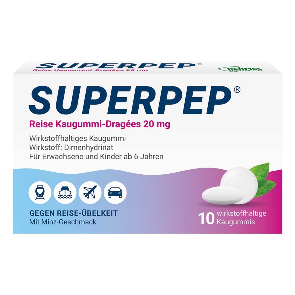 Superpep Reise Kaugummi Dragees 20 Mg (10 stk)