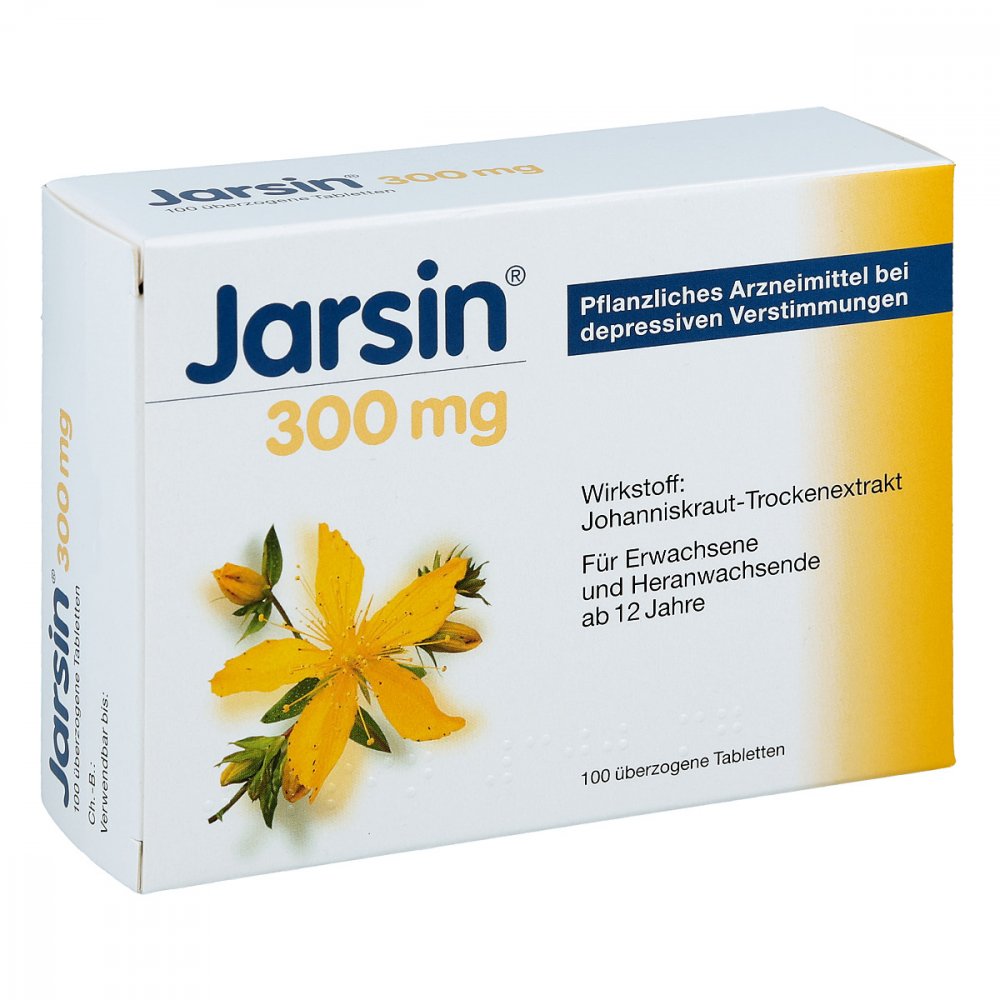 Das Produktfoto zeigt Jarsin 300 Überzogene Tabletten (100 stk) PZN 04877964