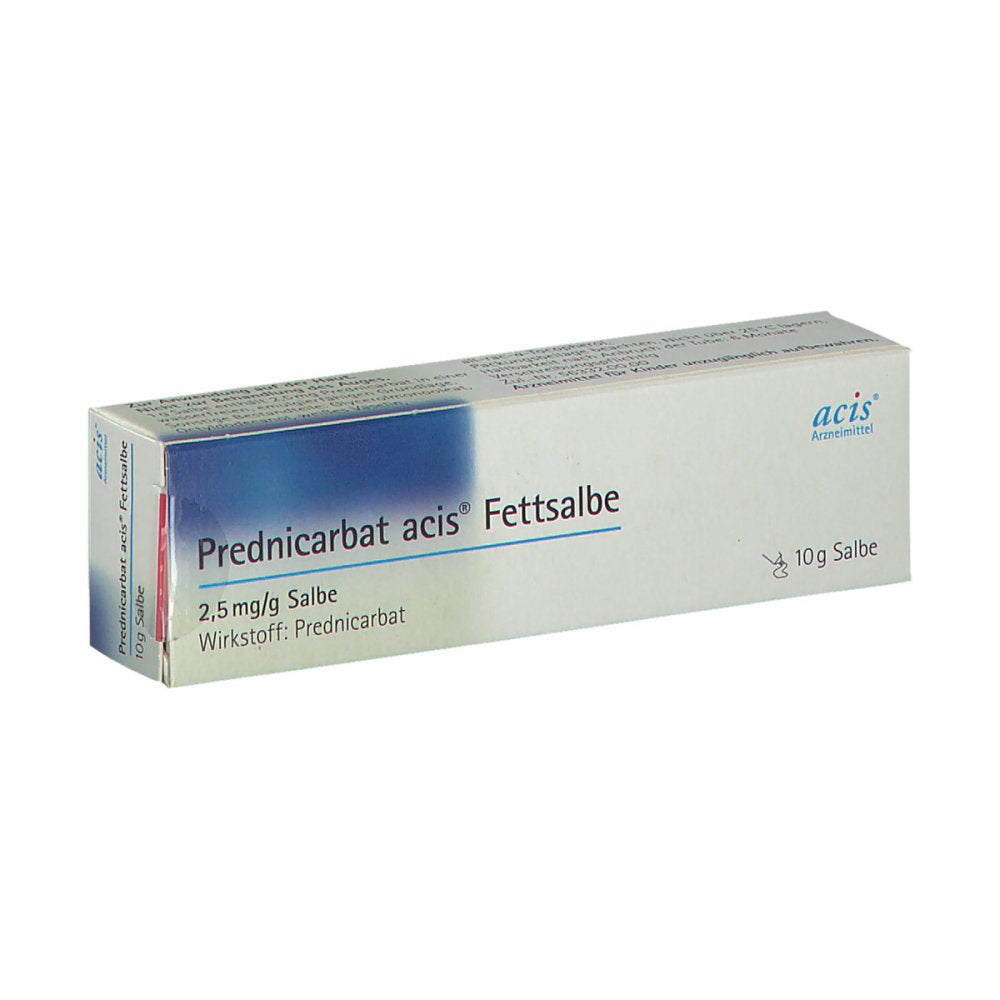 Das Produktfoto zeigt Prednicarbat Acis Fettsalbe (10 g) PZN 04884823