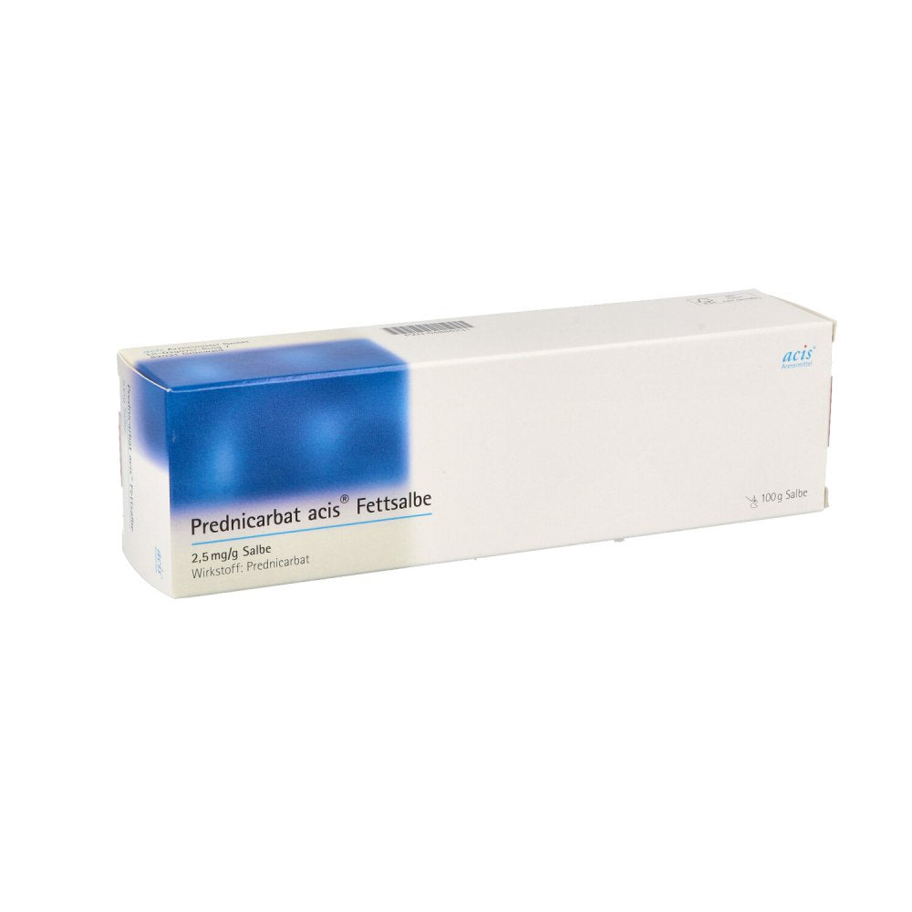 Das Produktfoto zeigt Prednicarbat Acis Fettsalbe (100 g) PZN 04885231