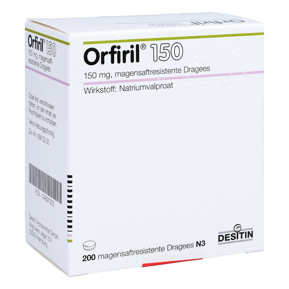 Das Produktfoto zeigt Orfiril 150 Magensaftresistente Dragees (200 stk) PZN 04897205