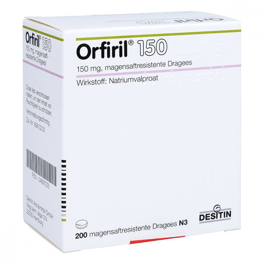 Das Produktfoto zeigt Orfiril 150 Magensaftresistente Dragees (200 stk) PZN 04897205
