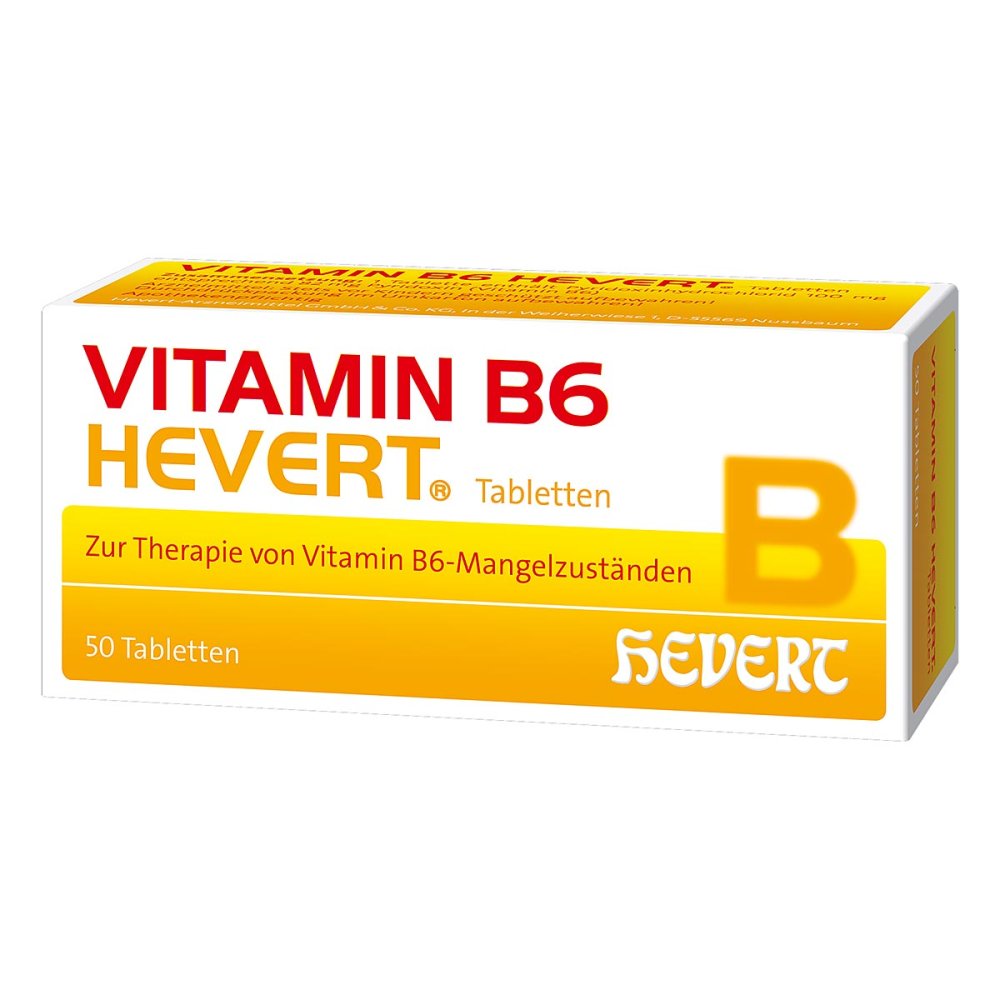 Das Produktfoto zeigt Vitamin B6 Hevert Tabletten (50 stk) PZN 04897731