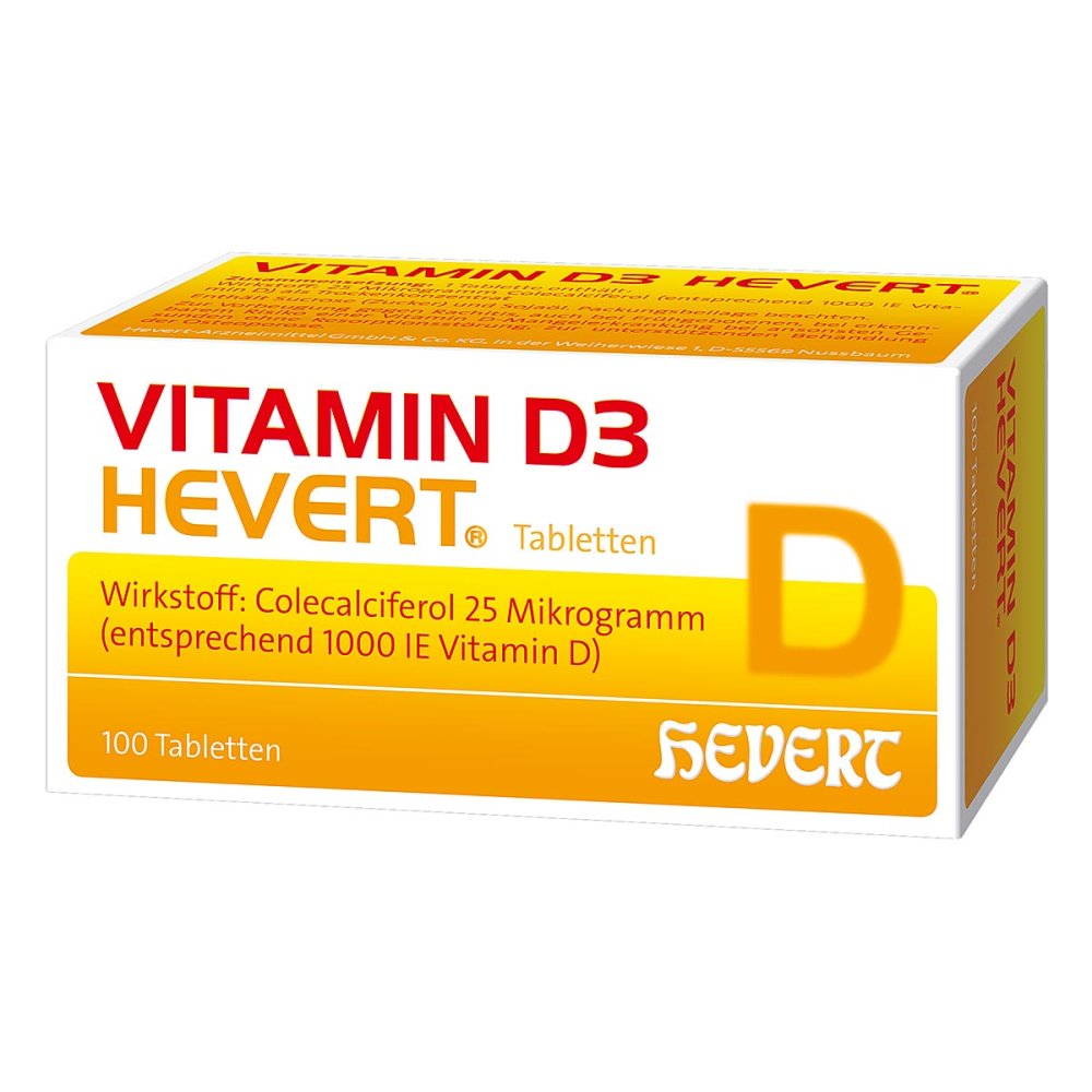 Das Produktfoto zeigt Vitamin D3 Hevert Tabletten (100 stk) PZN 04897760