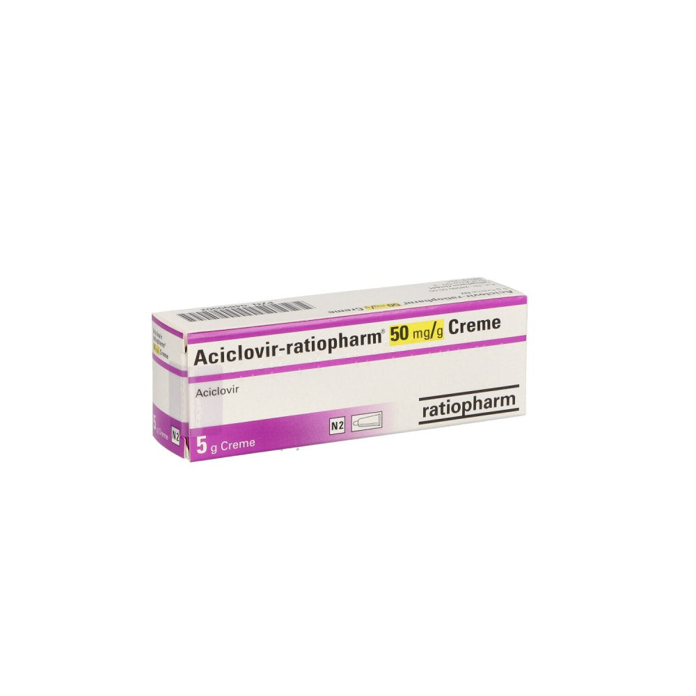 Das Produktfoto zeigt Aciclovir-Ratiopharm 50 Mg/G Creme (5 g) PZN 04899902