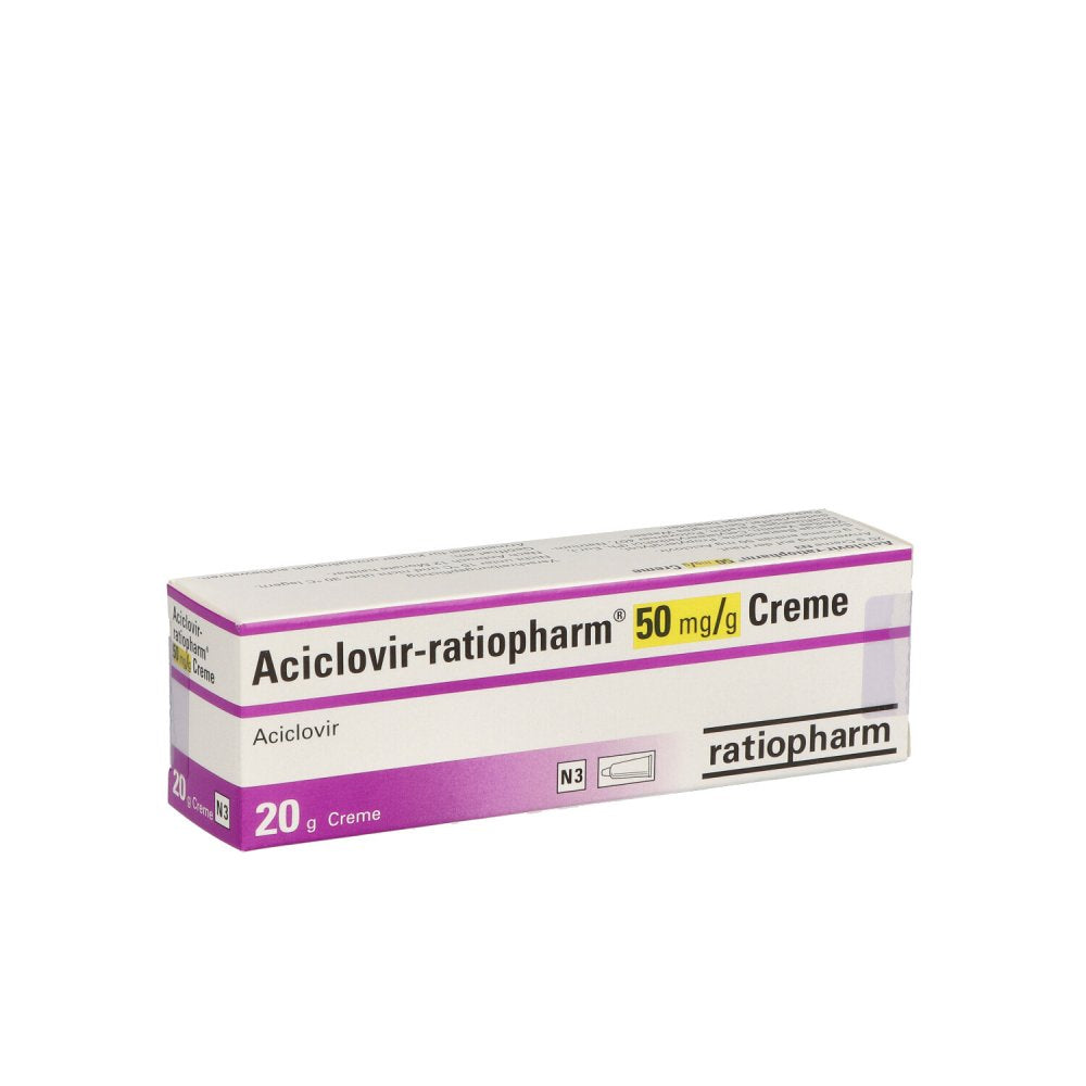 Das Produktfoto zeigt Aciclovir-Ratiopharm 50 Mg/G Creme (20 g) PZN 04899919