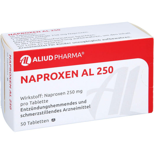 Das Produktfoto zeigt Naproxen Al 250 Tabletten (50 stk) PZN 04900338