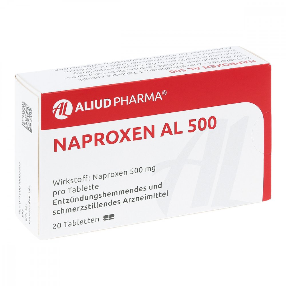 Das Produktfoto zeigt Naproxen Al 500 Tabletten (20 stk) PZN 04900350