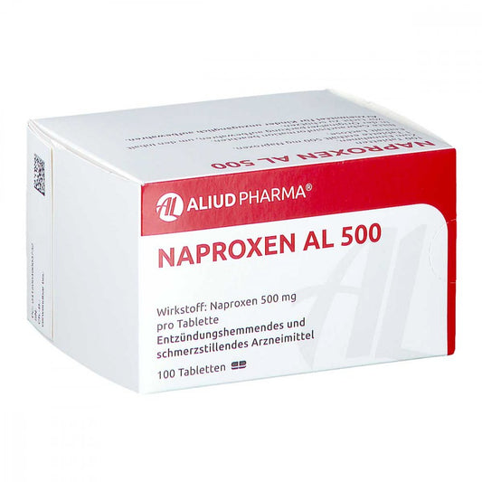 Das Produktfoto zeigt Naproxen Al 500 Tabletten (100 stk) PZN 04900373