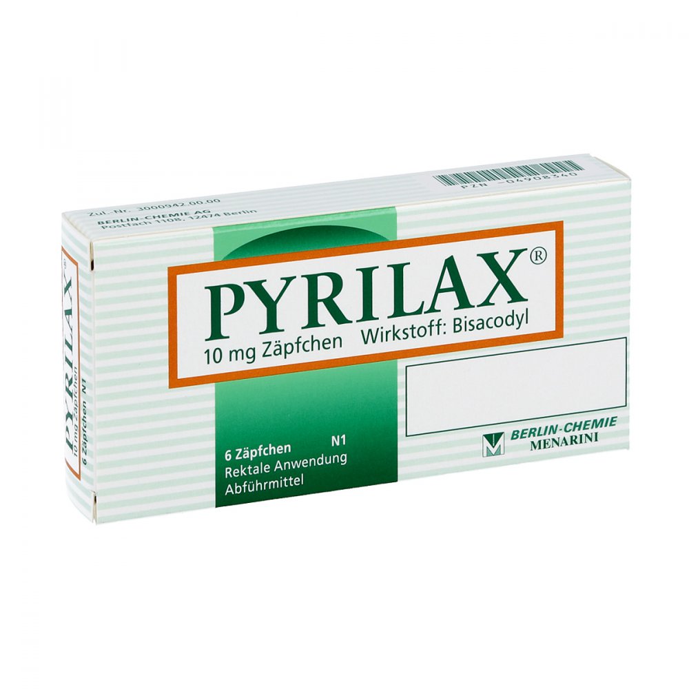 Das Produktfoto zeigt Pyrilax 10 Mg Suppositorien (6 stk) PZN 04908340