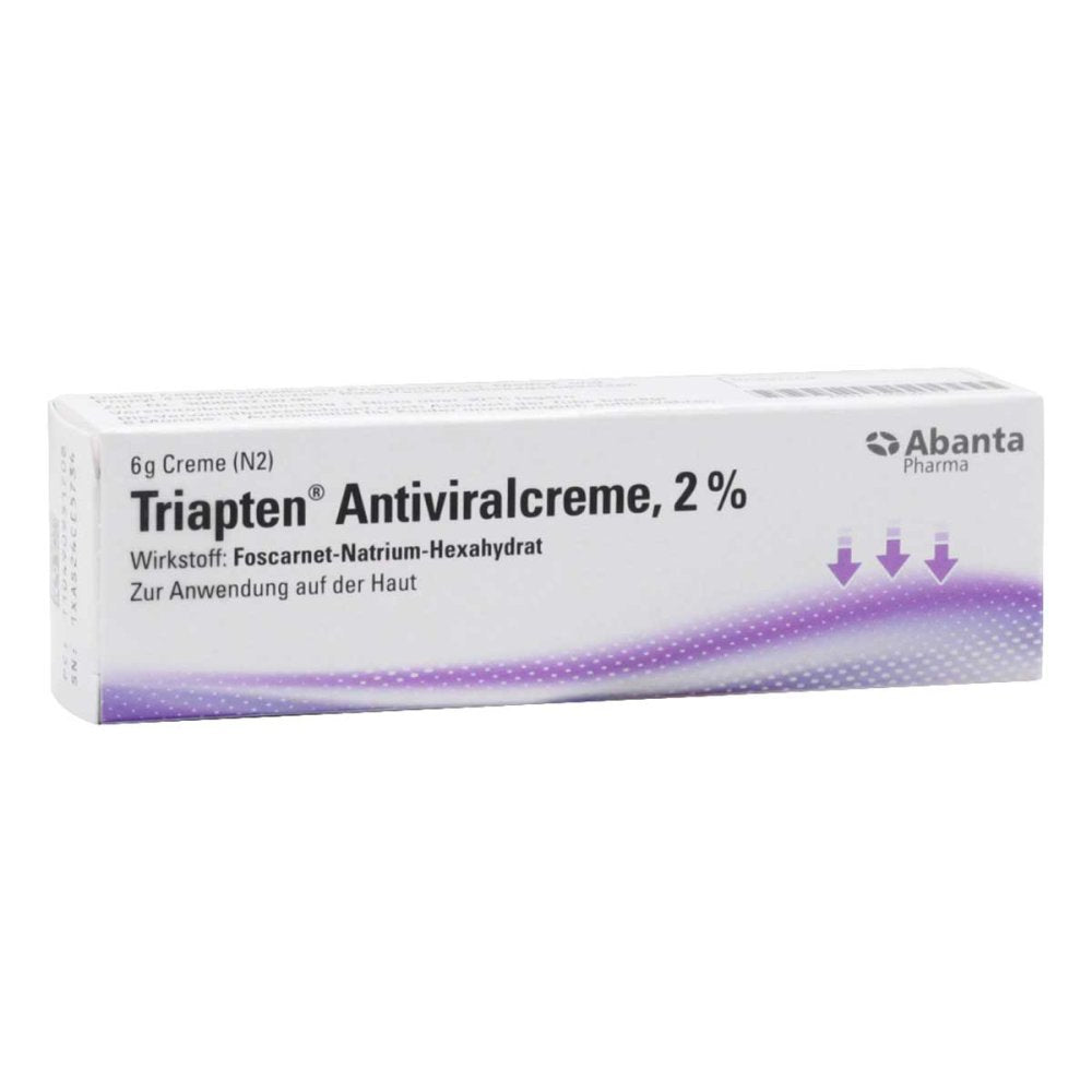 Das Produktfoto zeigt Triapten Antiviralcreme 2% (6 g) PZN 04909517