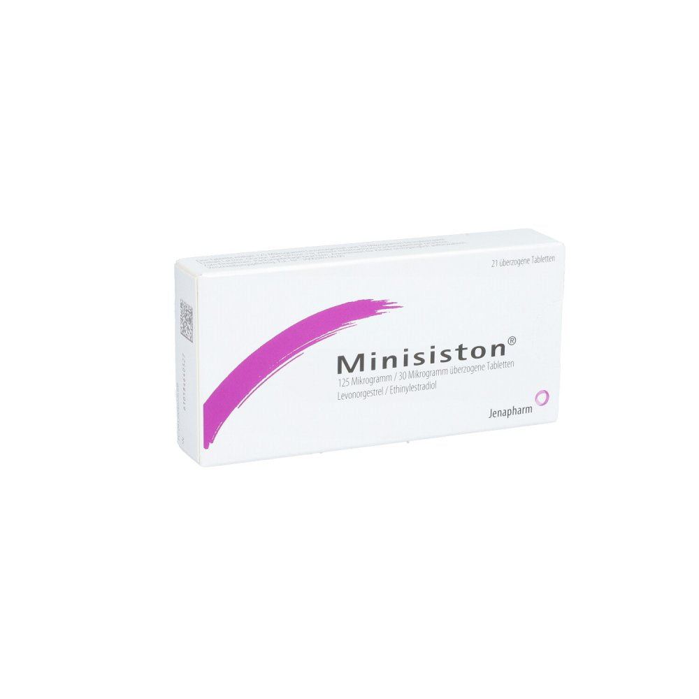 Das Produktfoto zeigt Minisiston Überzogene Tabletten (21 stk) PZN 04922630