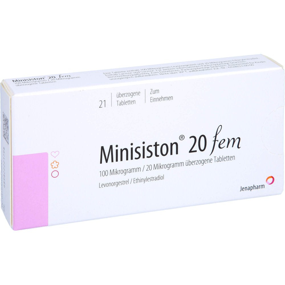 Das Produktfoto zeigt Minisiston 20 Fem Überzogene Tabletten (1X21 stk) PZN 04923664
