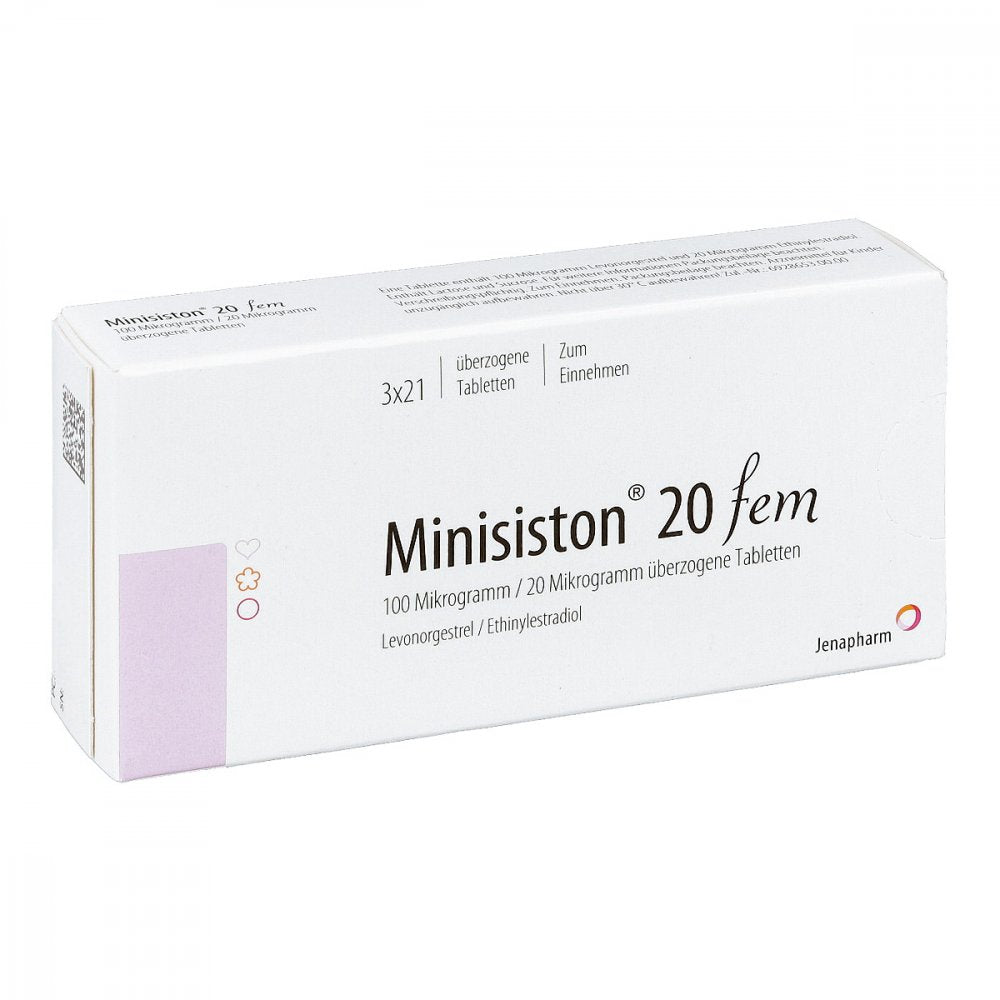 Das Produktfoto zeigt Minisiston 20 Fem Überzogene Tabletten (3X21 stk) PZN 04923687