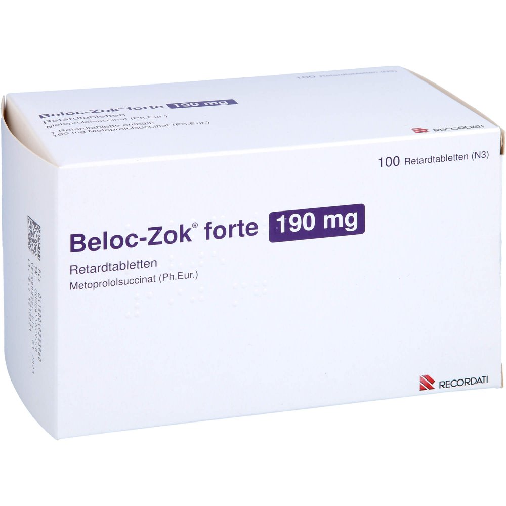 Das Produktfoto zeigt Beloc-Zok Forte 190 Mg Retardtabletten (100 stk) PZN 04925396