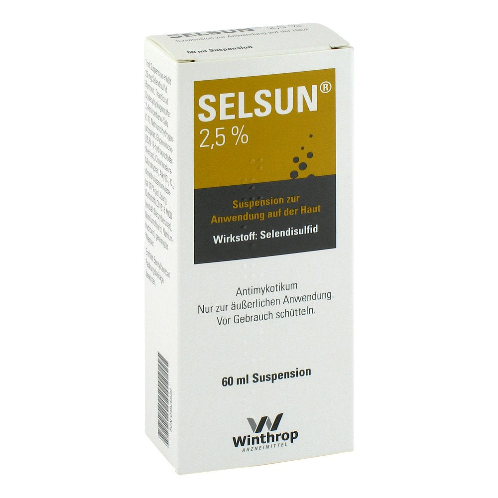 Das Produktfoto zeigt Selsun Suspension (60 ml) PZN 04925539