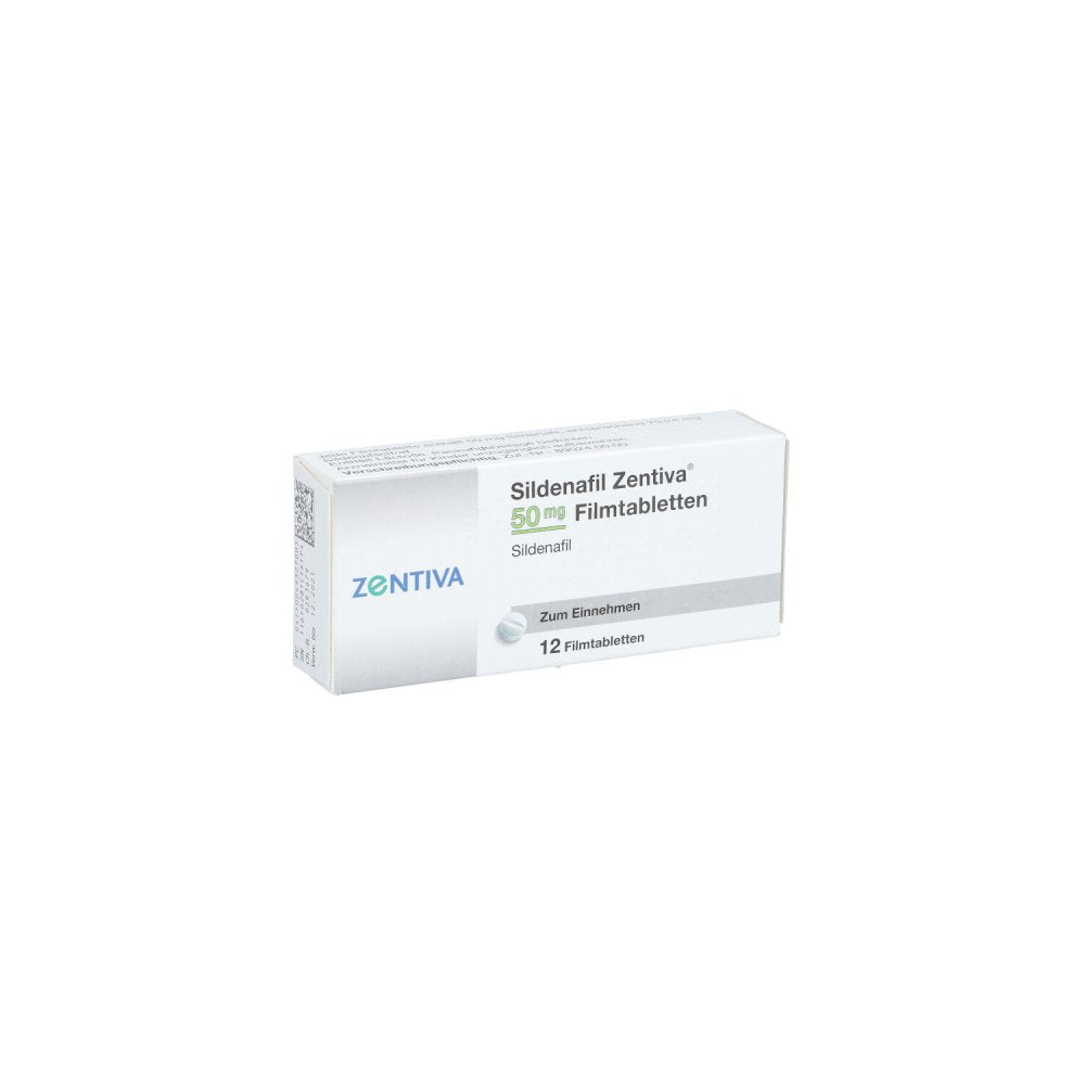 Das Produktfoto zeigt Sildenafil Zentiva 50 Mg Filmtabletten (12 stk) PZN 04932700