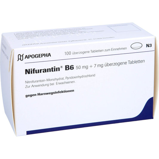 Das Produktfoto zeigt Nifurantin B 6 Überzogene Tabletten (100 stk) PZN 04933349