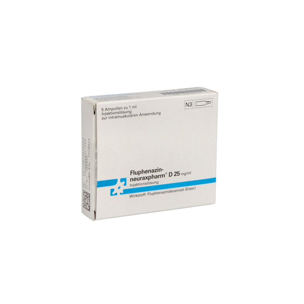 Das Produktfoto zeigt Fluphenazin-Neuraxpharm D 25 Mg/Ml Iim (5X1 ml) PZN 04935590