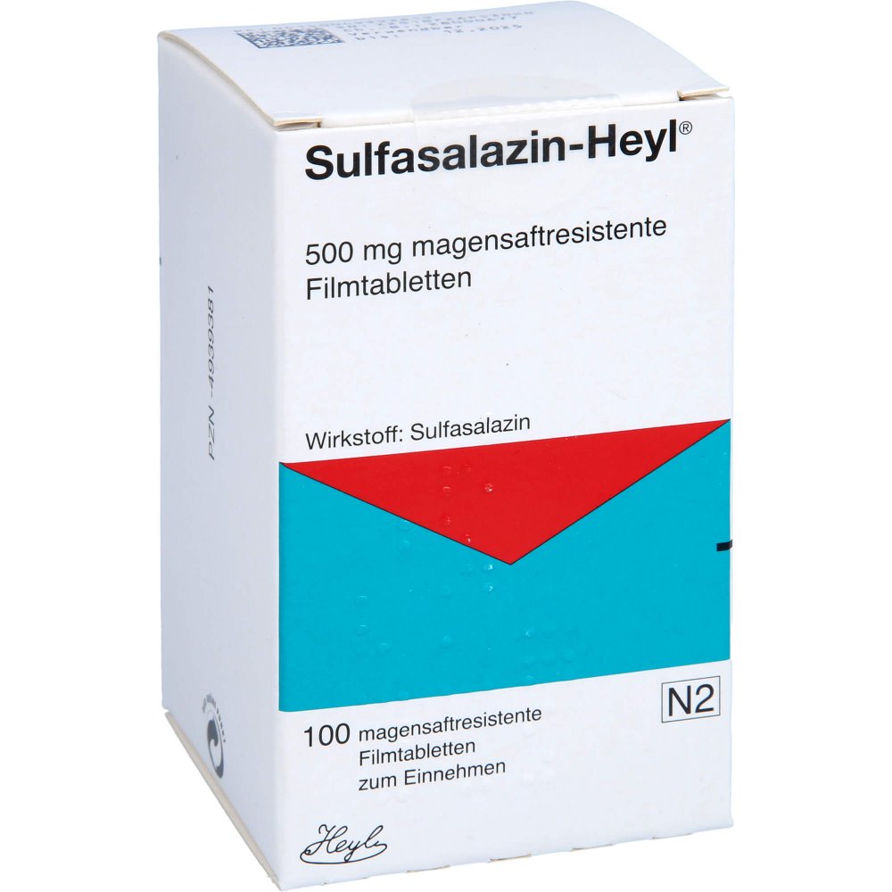 Das Produktfoto zeigt Sulfasalazin-Heyl Magensaftres.Filmtabletten (100 stk) PZN 04939381