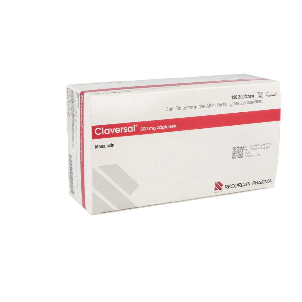 Das Produktfoto zeigt Claversal 500 Mg Zäpfchen (120 stk) PZN 04939872
